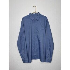 Lululemon Commission Long Sleeve Shirt Mens XL/2XL Harbor Blue White LS Button